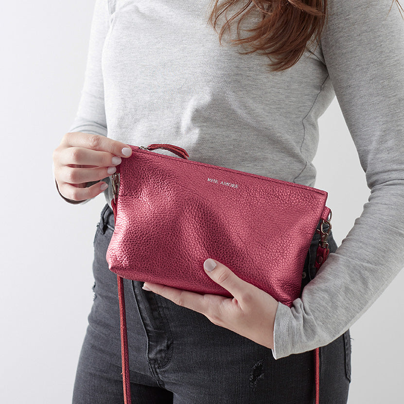 Pink leather crossbody best sale