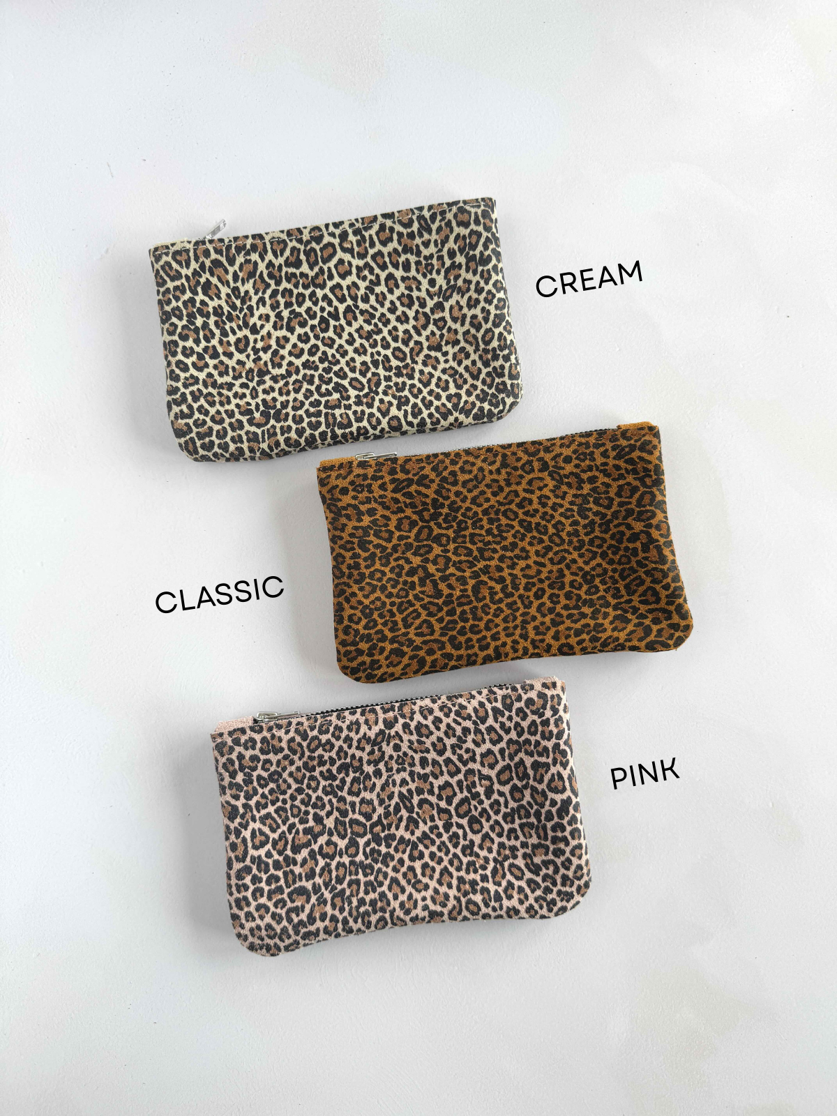 Suede Leopard Print Zipped Purse
