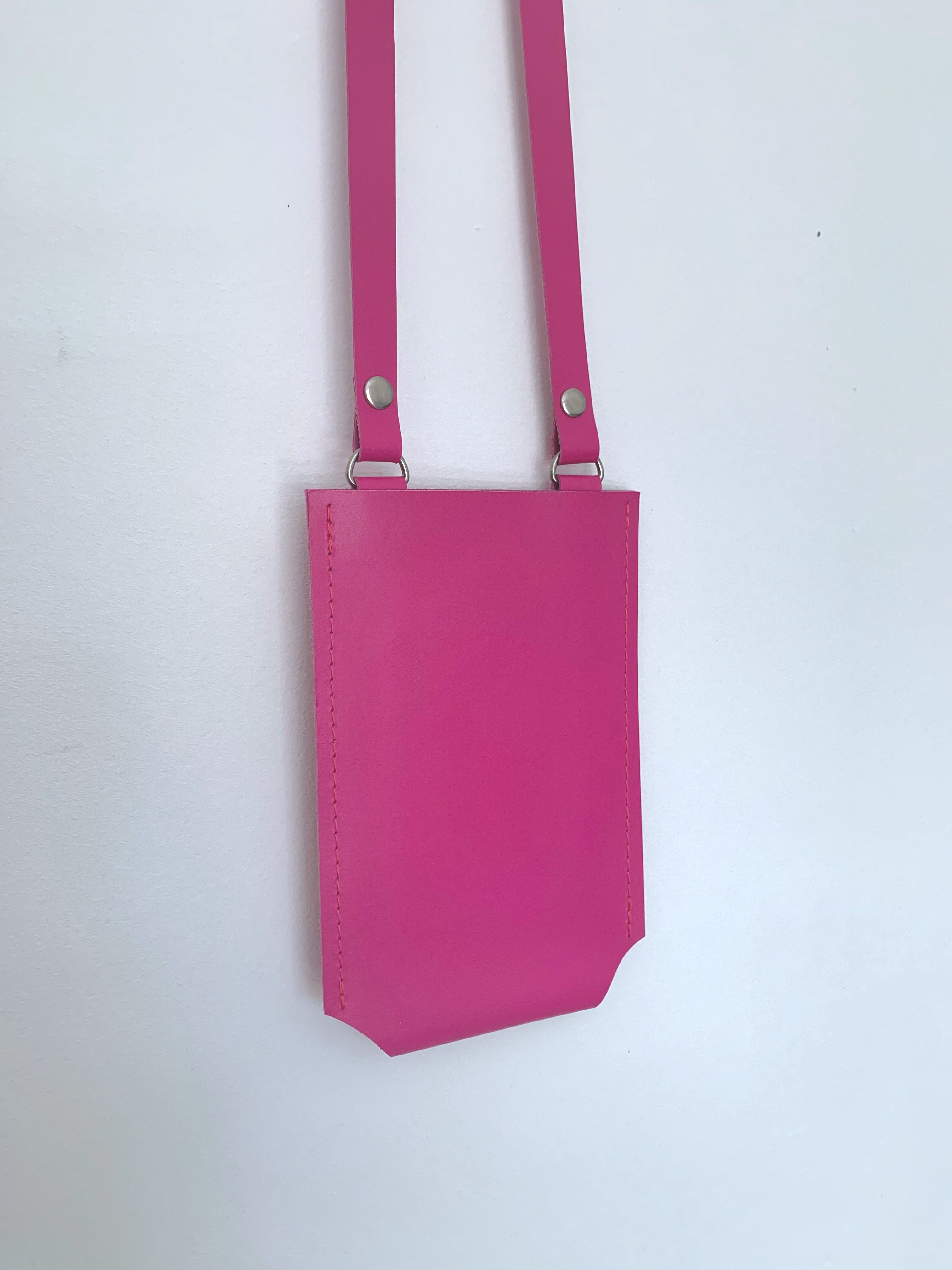 Bright Pink Leather Phone Bag