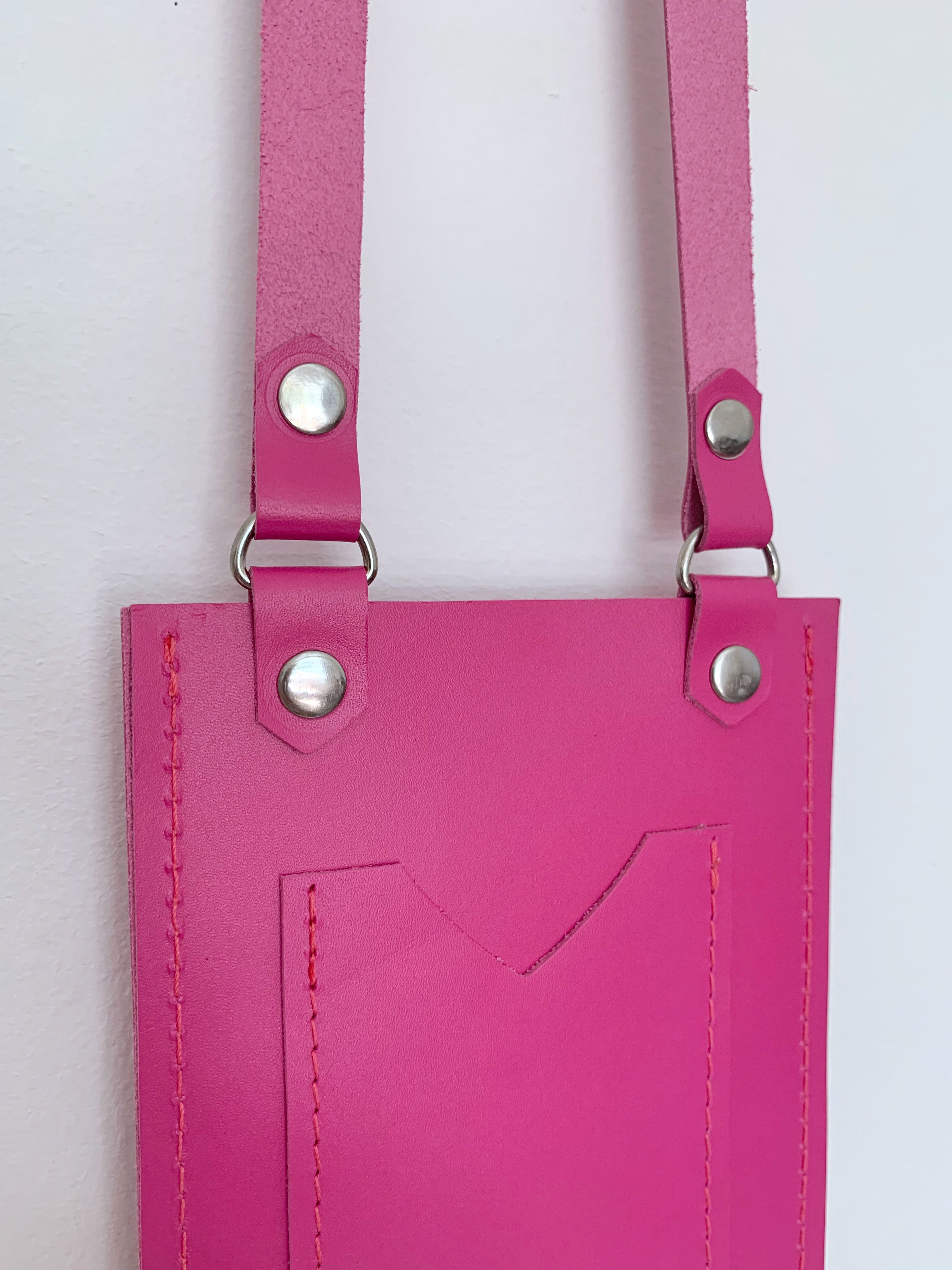 Bright Pink Leather Phone Bag