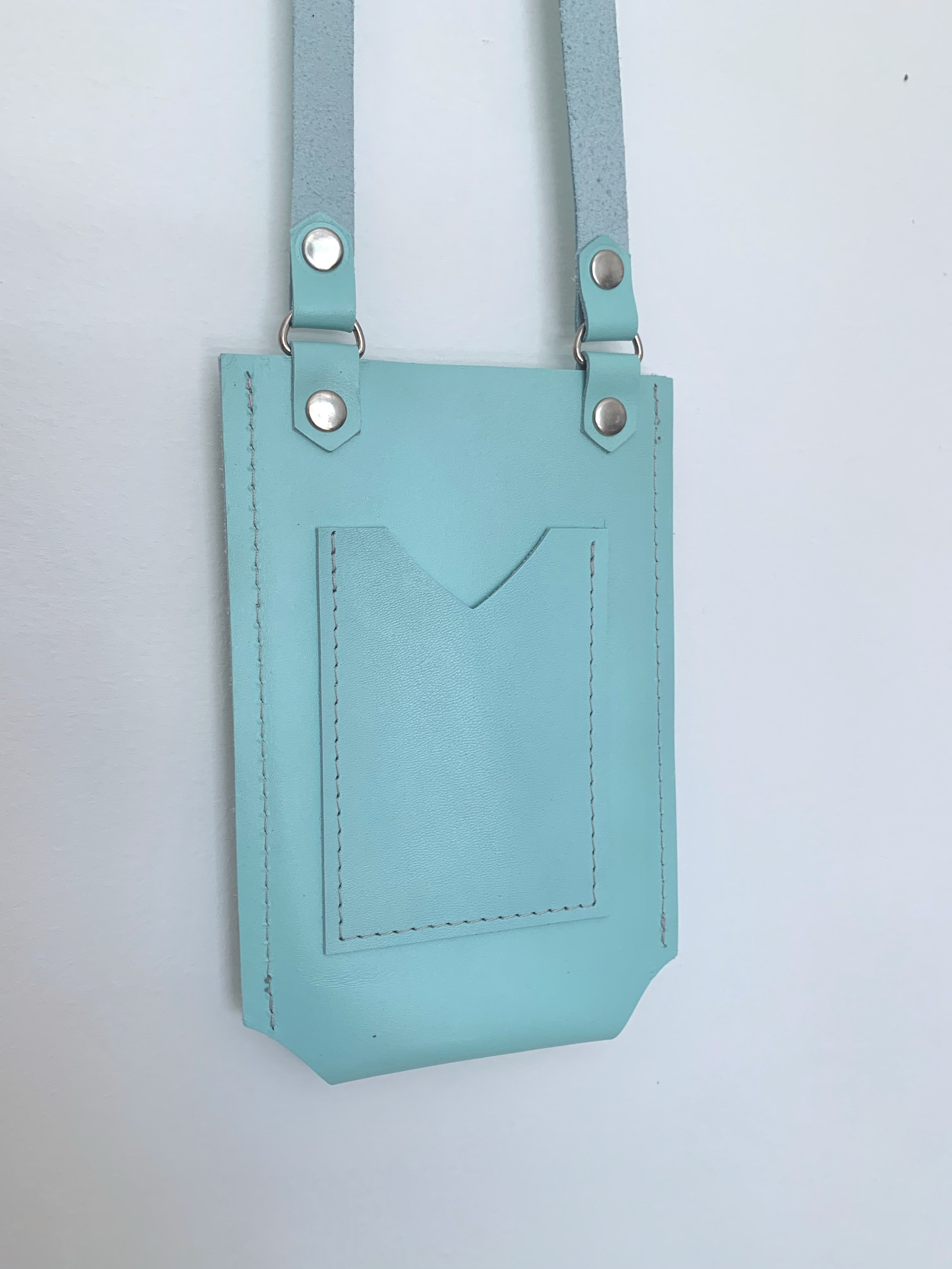 Mint Leather Phone Bag