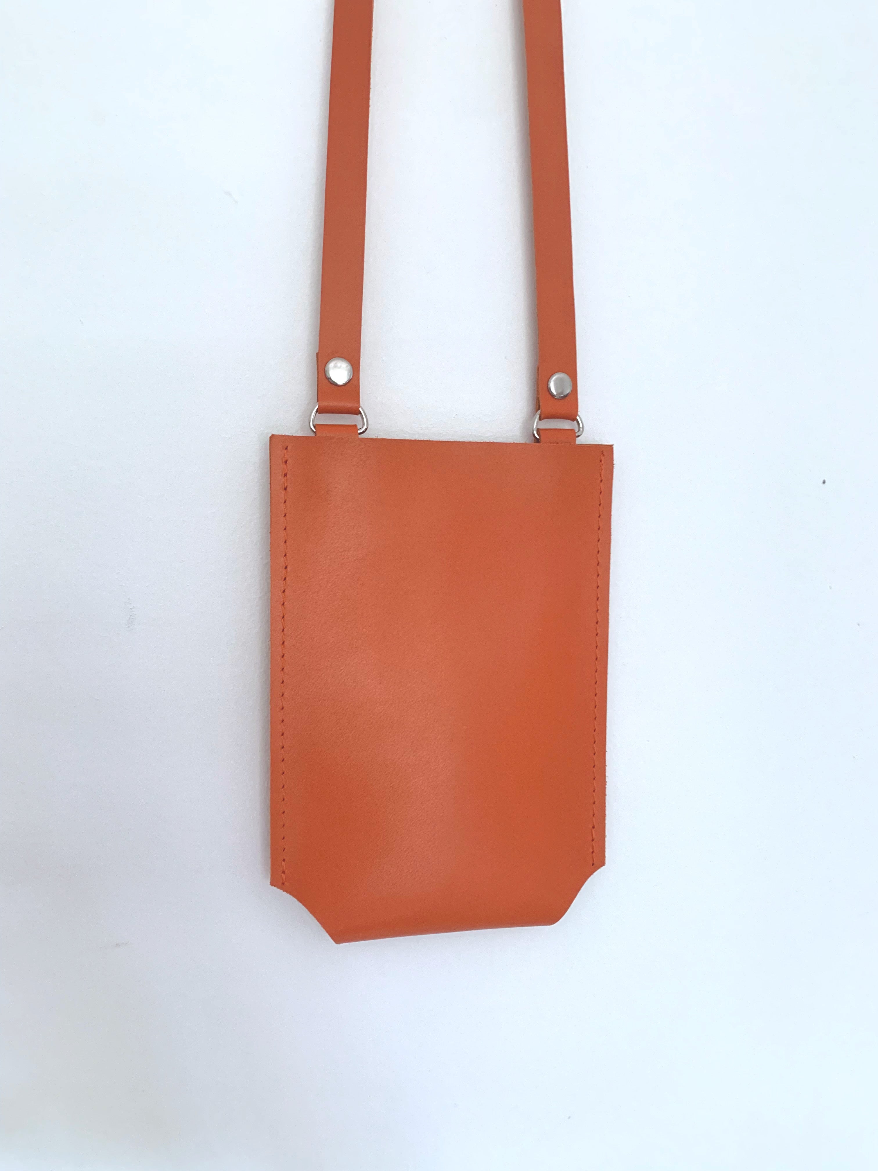 Bright Orange Leather Phone Bag