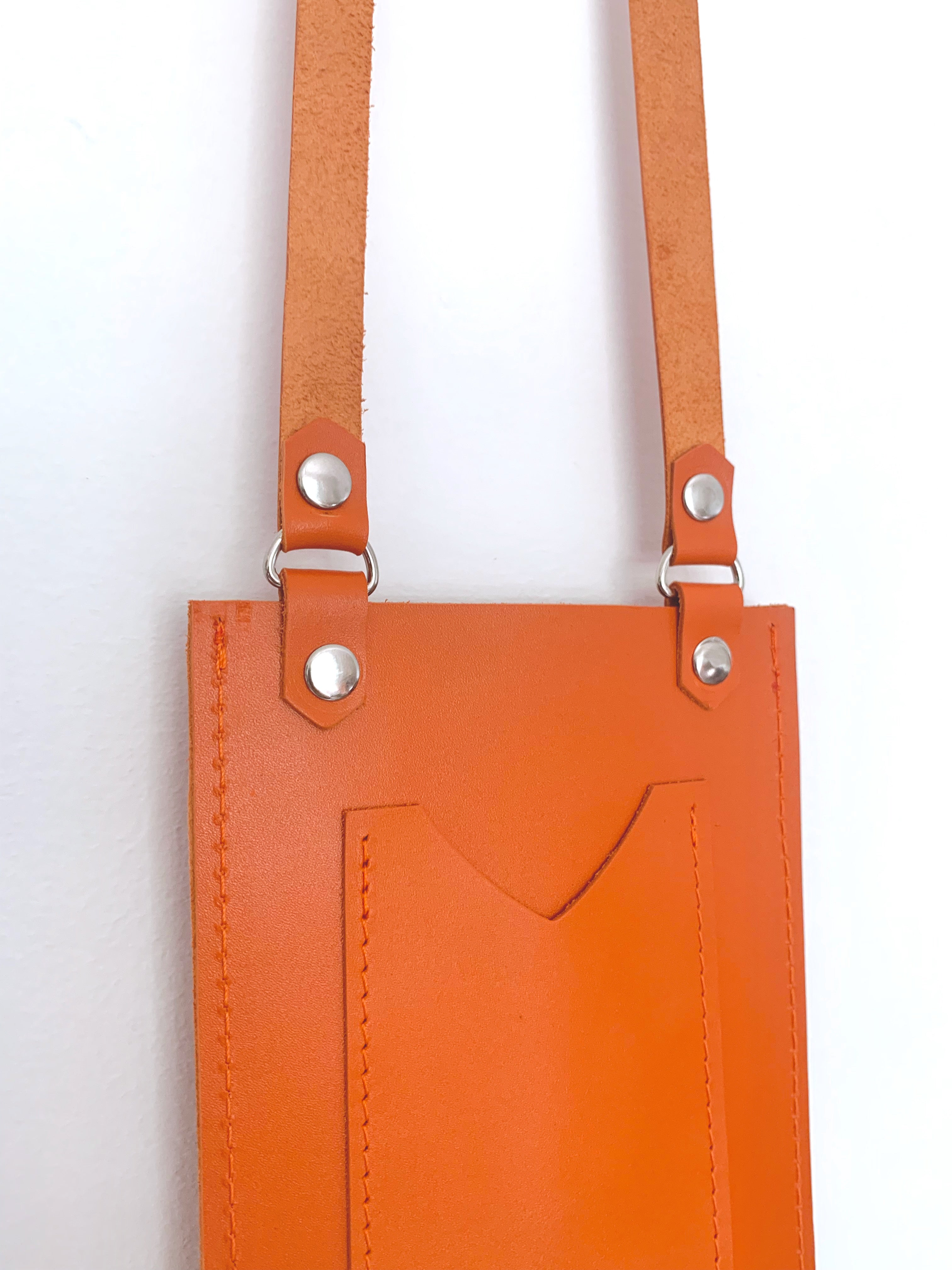 Bright Orange Leather Phone Bag