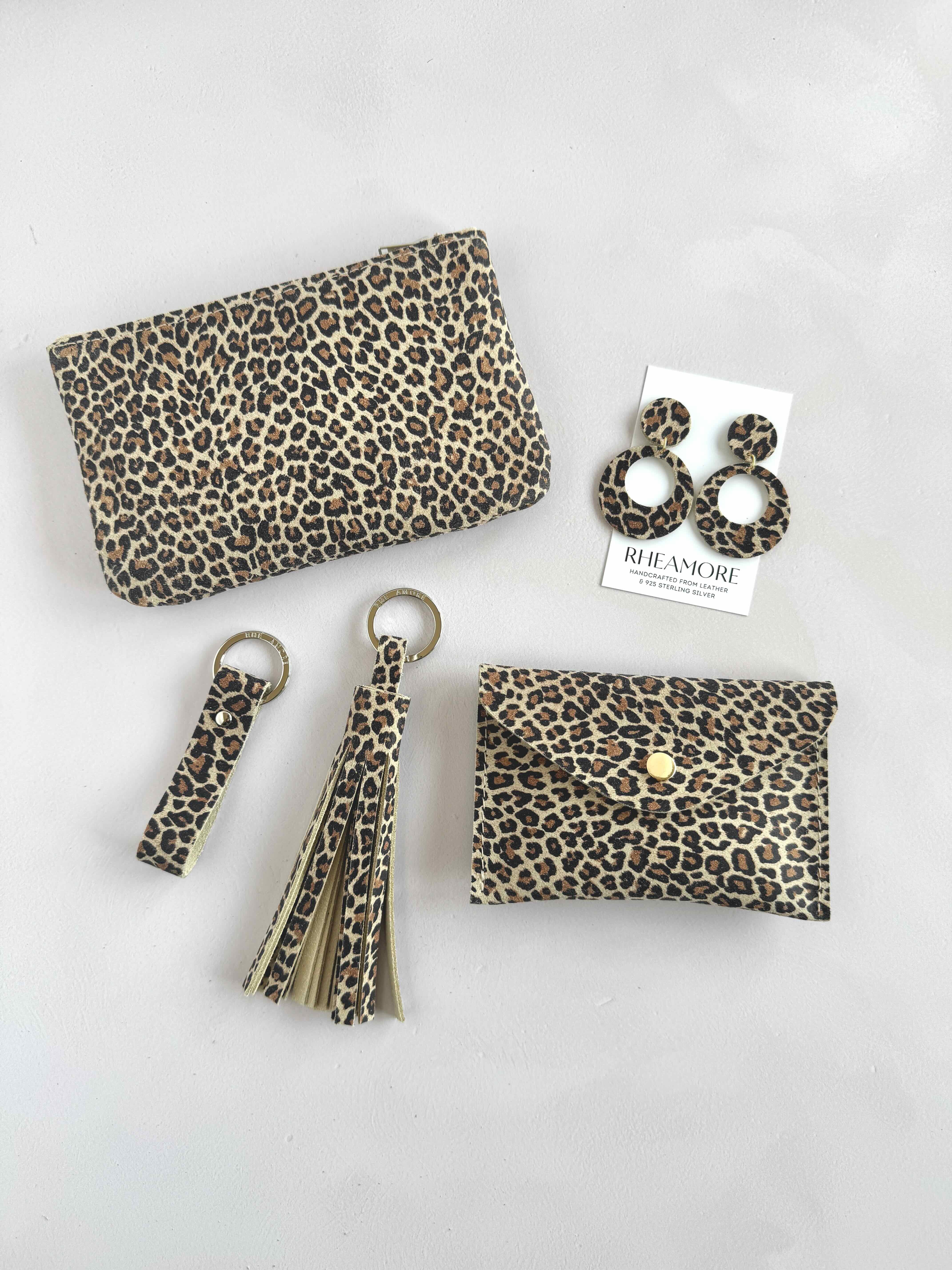 Suede Leopard Print Keyring
