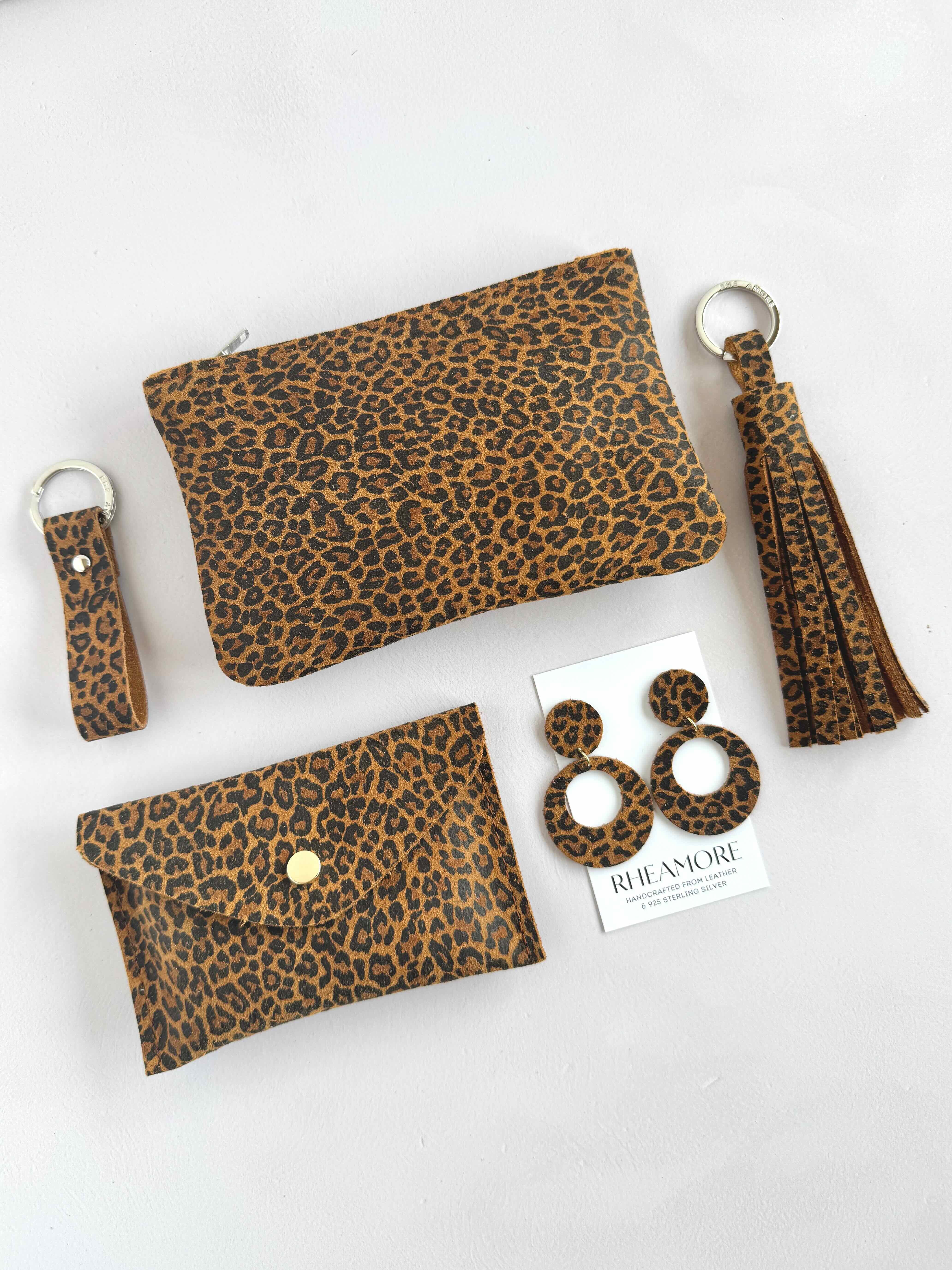 Suede Leopard Print Keyring