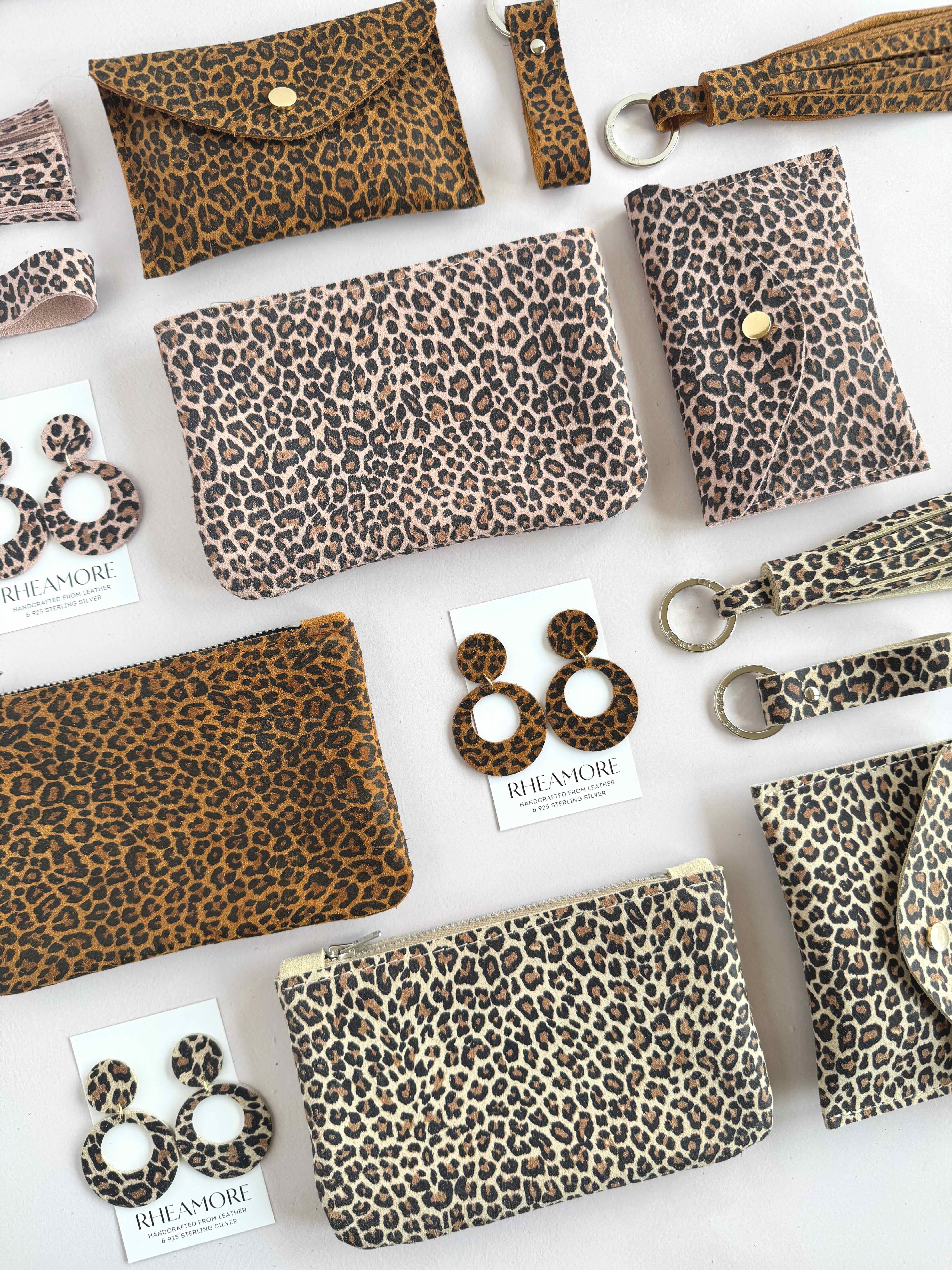 Suede Leopard Print Zipped Purse