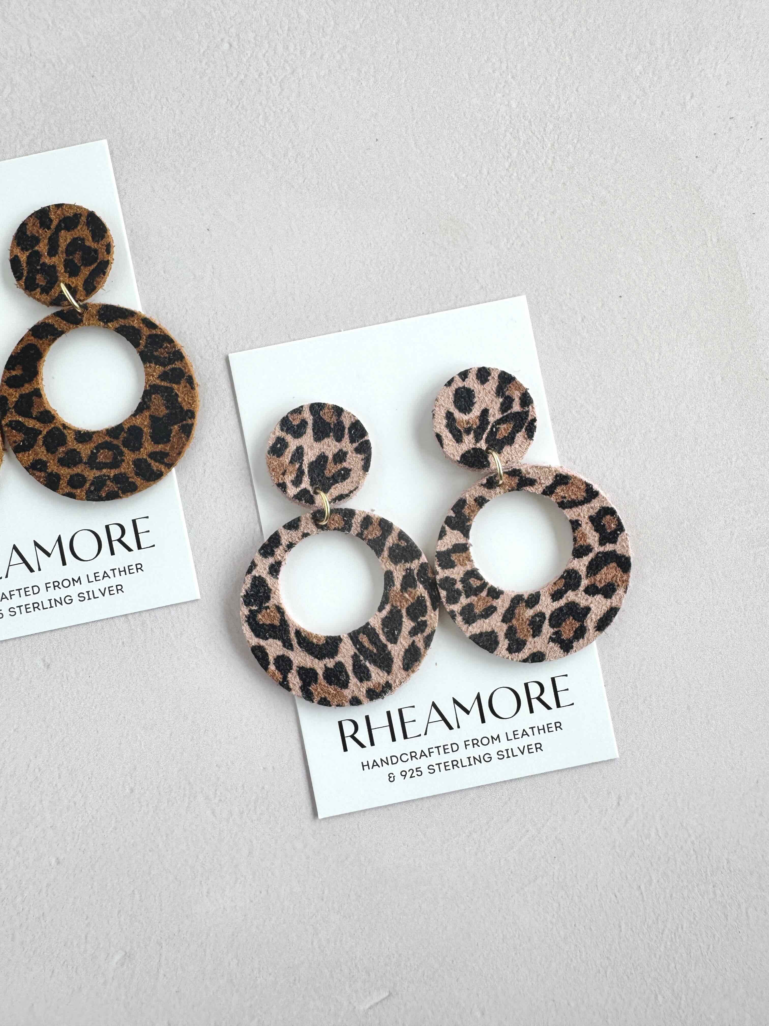 Leopard Circle Dangle Earrings