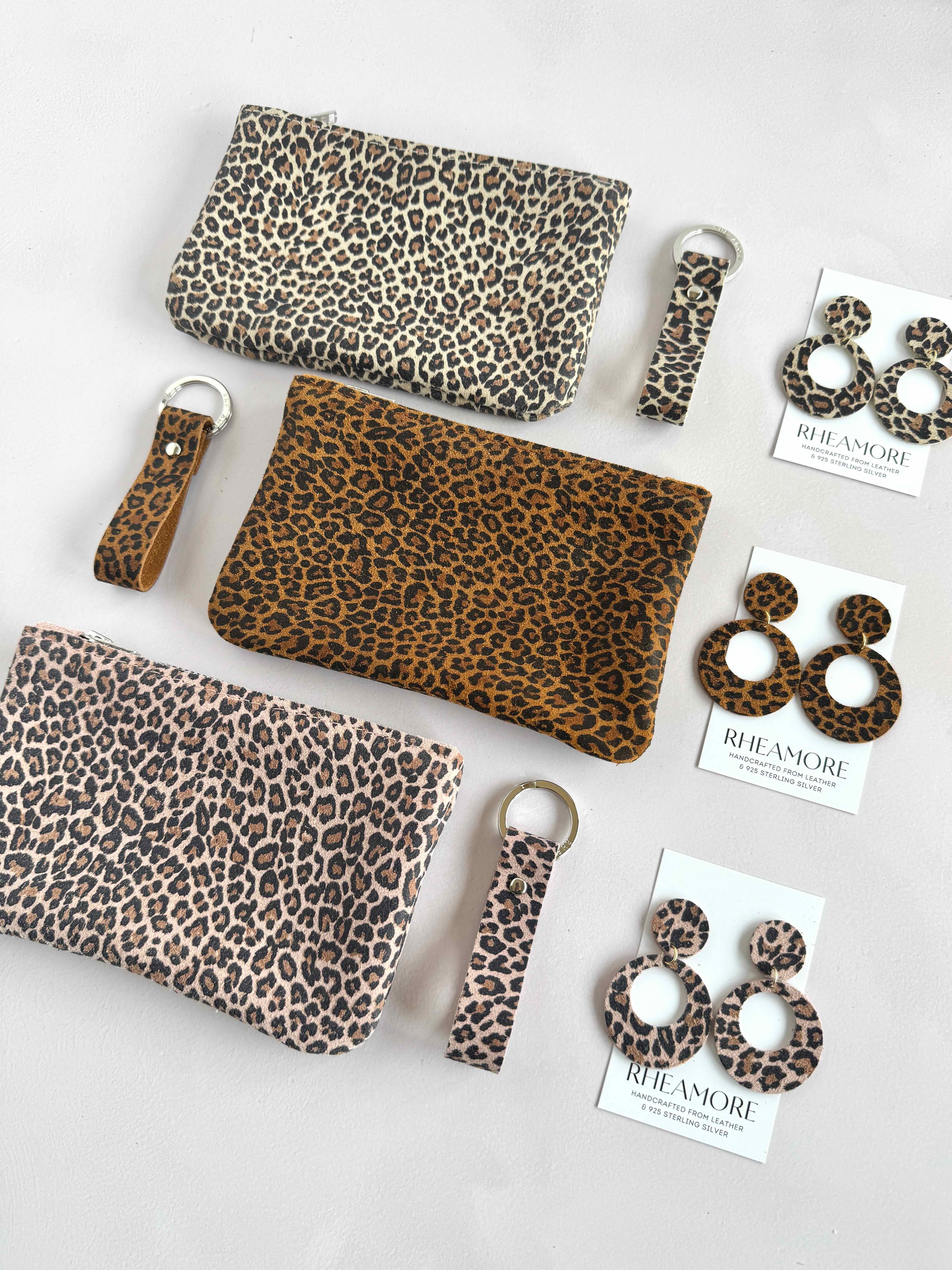 Suede Leopard Print Zipped Purse