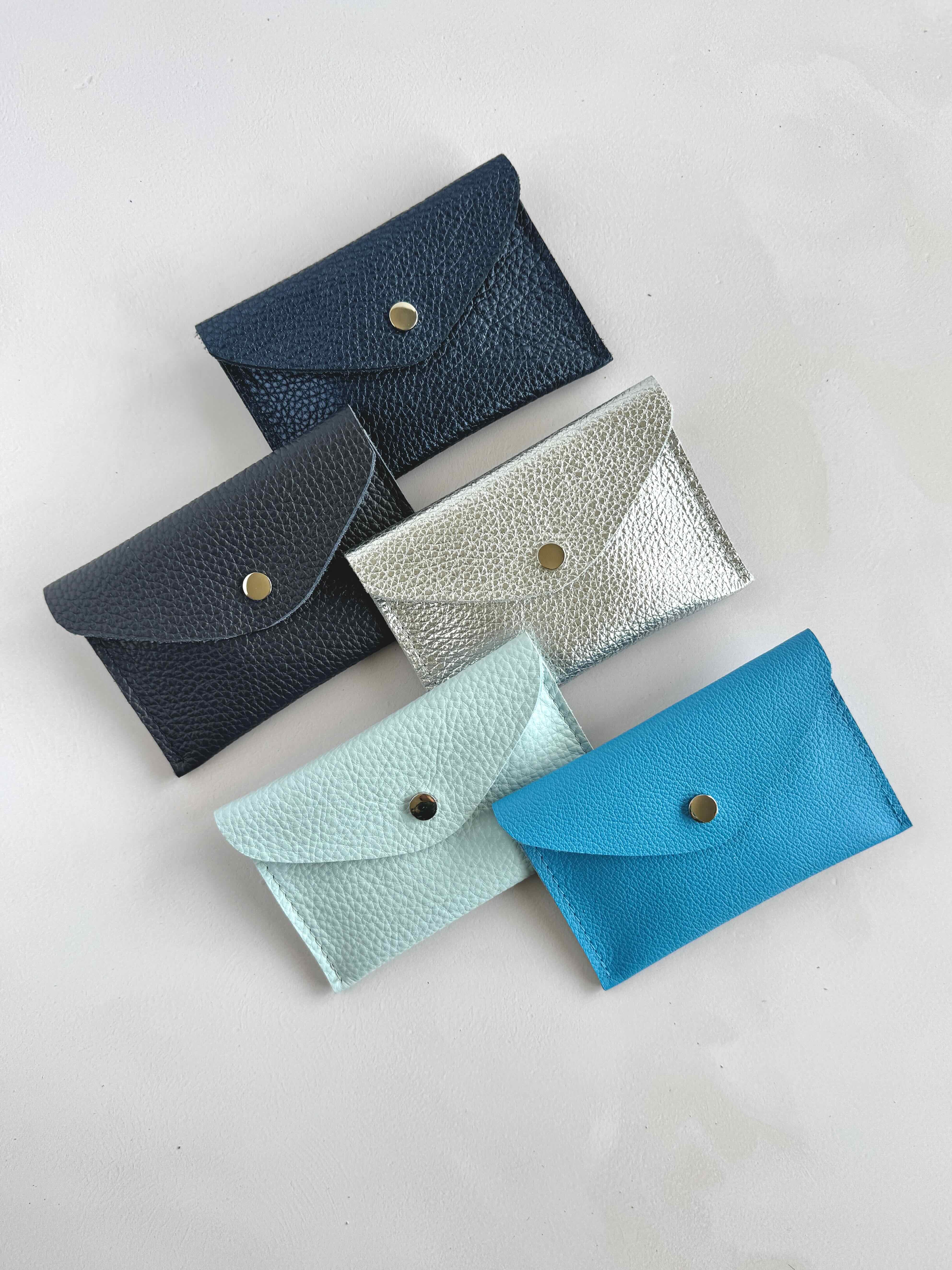 Blue Leather Envelope Purse
