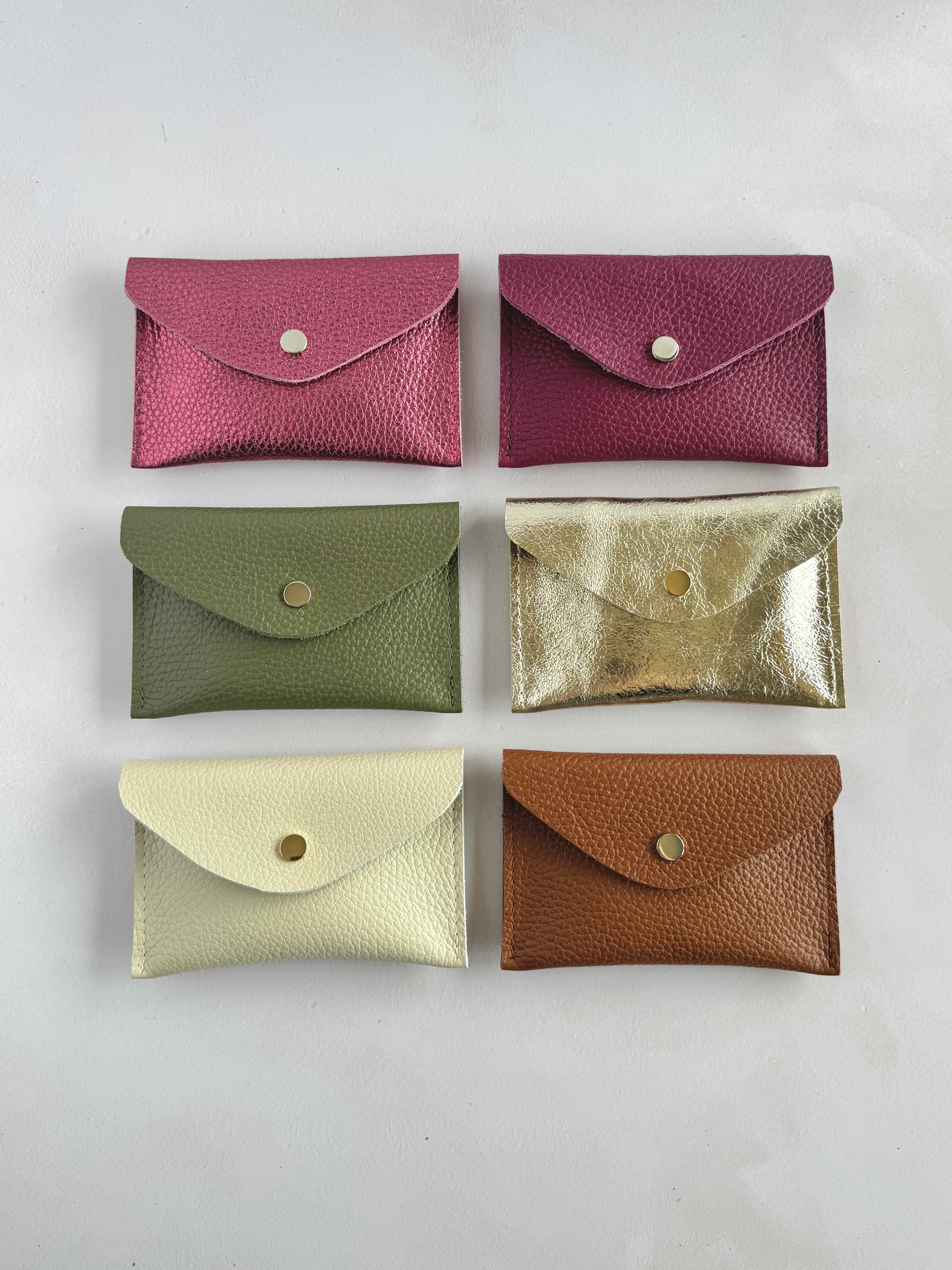Black, Tan, Khaki & Gold Envelope Leather Purse