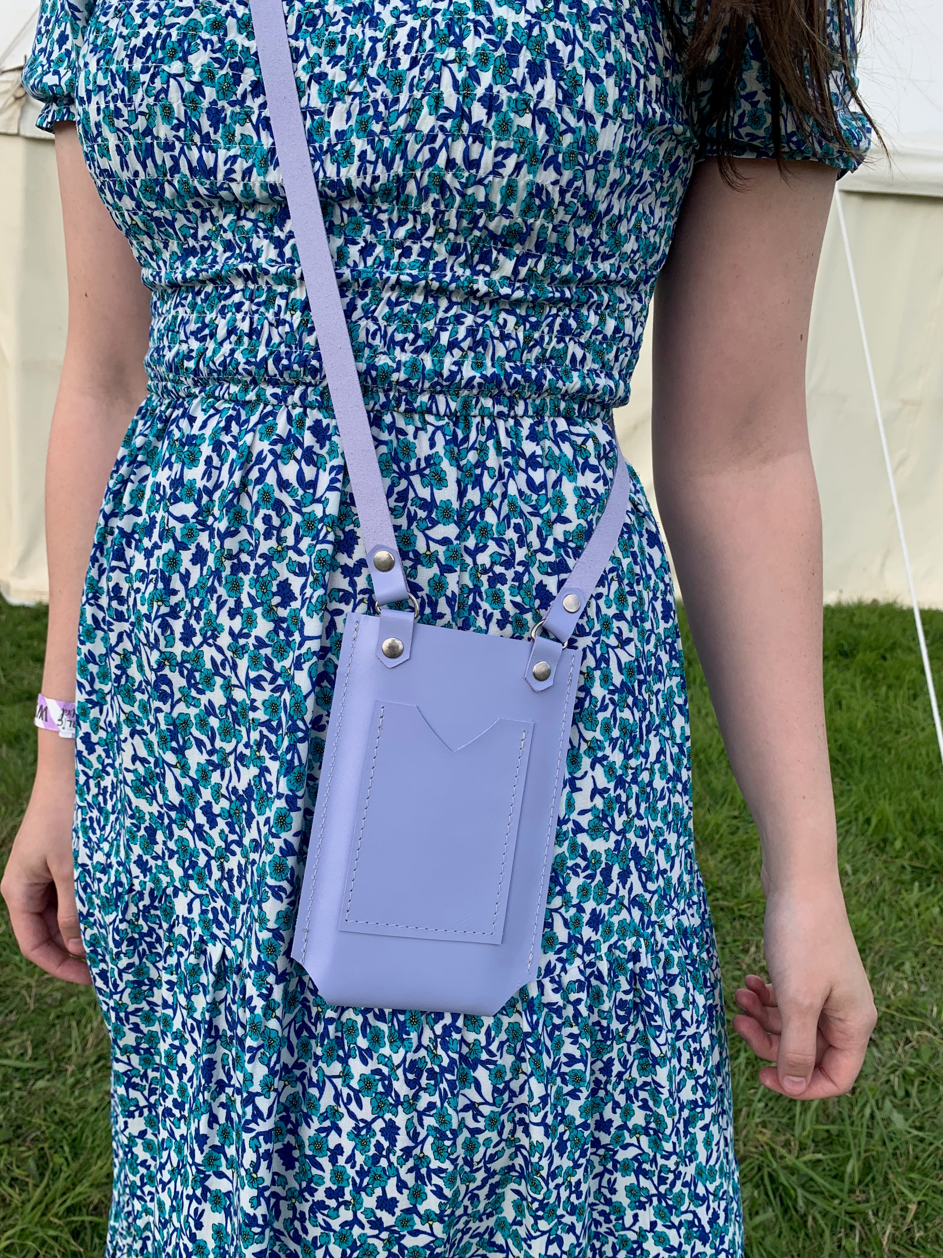 Lilac Leather Phone Bag