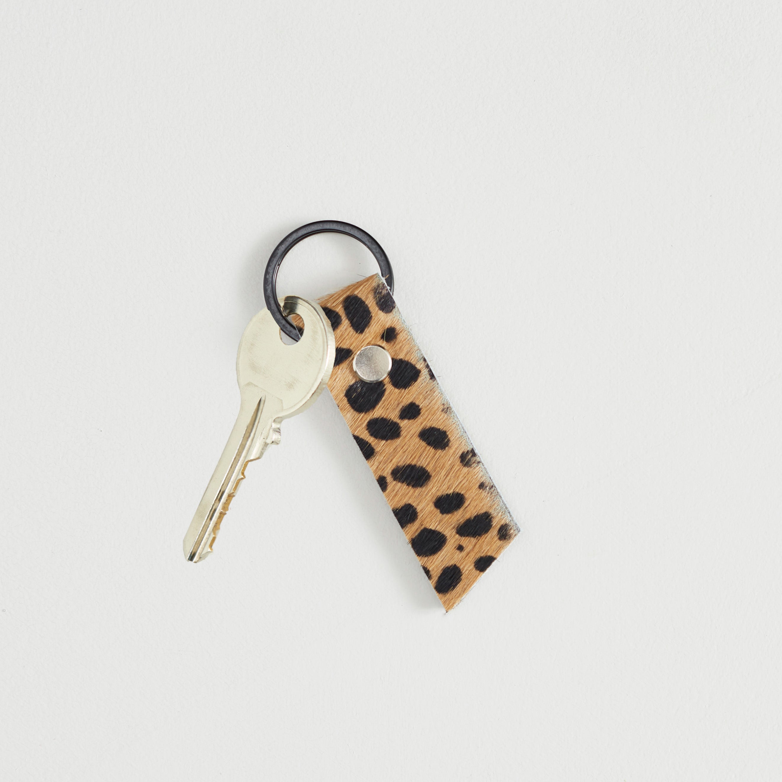 Leopard Print Leather Keyring