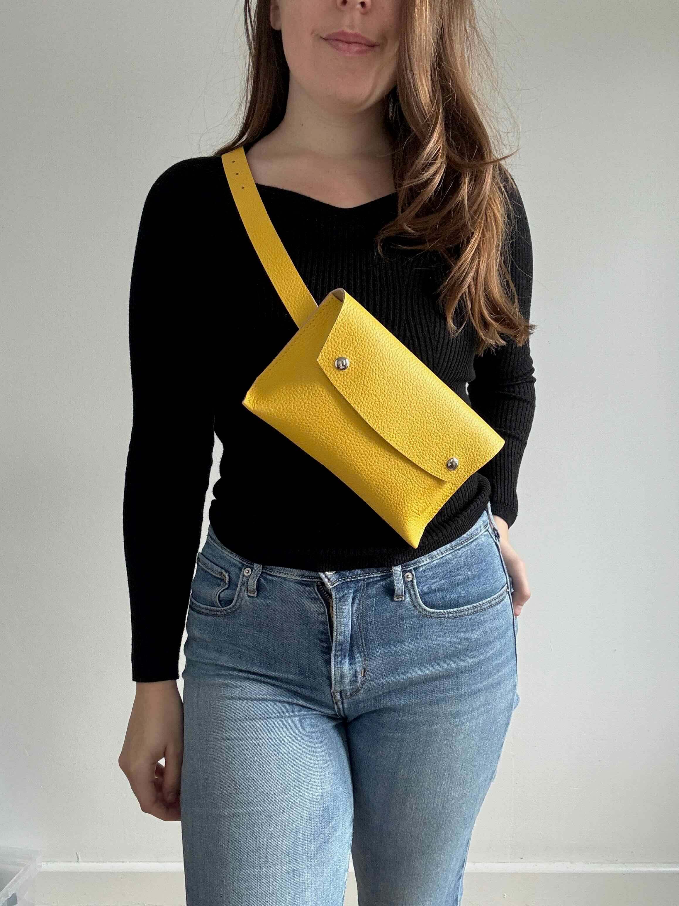 Yellow leather fanny pack sale