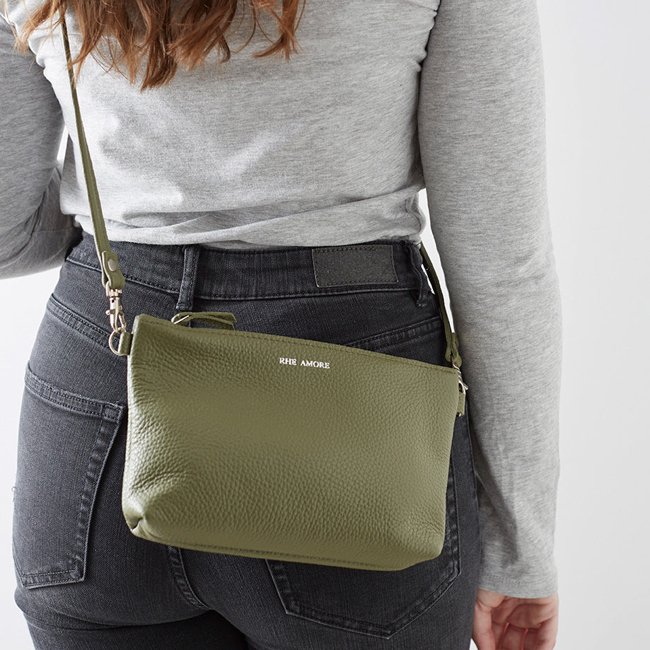 Olive Leather Crossbody Bag