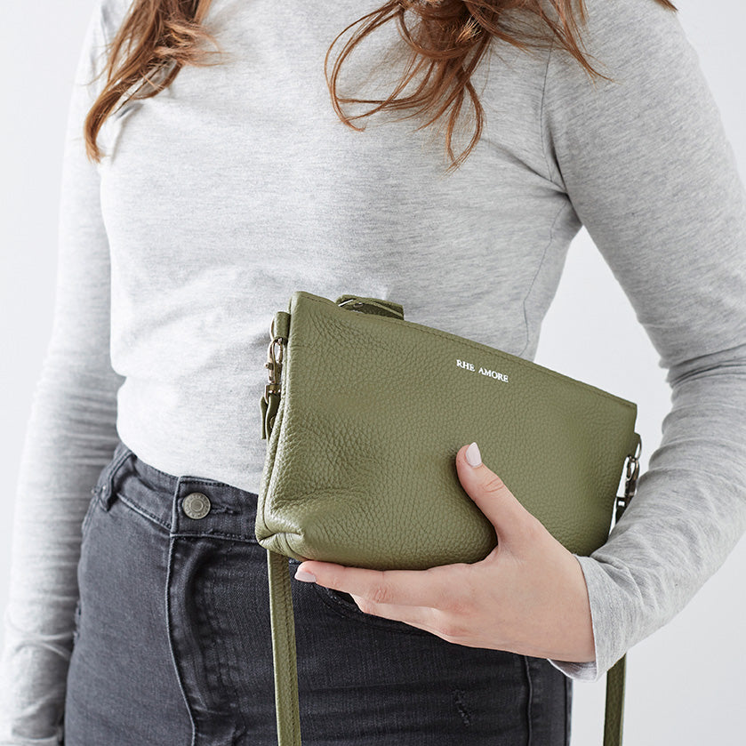 Olive Leather Crossbody Bag