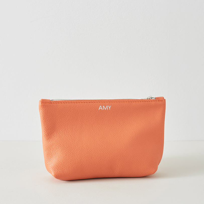 Tangerine Leather Pouch