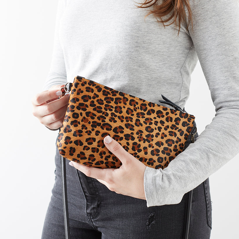 Leopard Print Leather Crossbody Bag