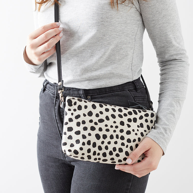 Black Spot Leather Crossbody Bag