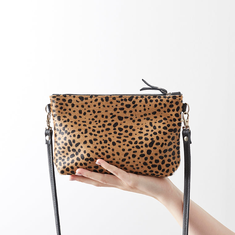 Leopard Print Leather Crossbody Bag