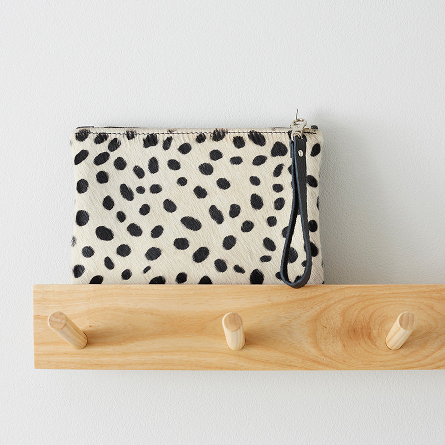 Leopard Print Leather Clutch Bag