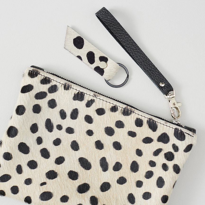 Leopard Print Leather Clutch Bag