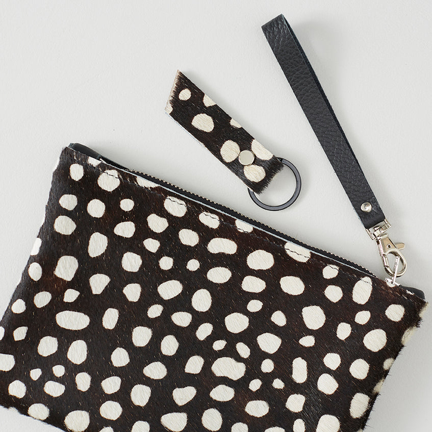 Leopard Print Leather Clutch Bag