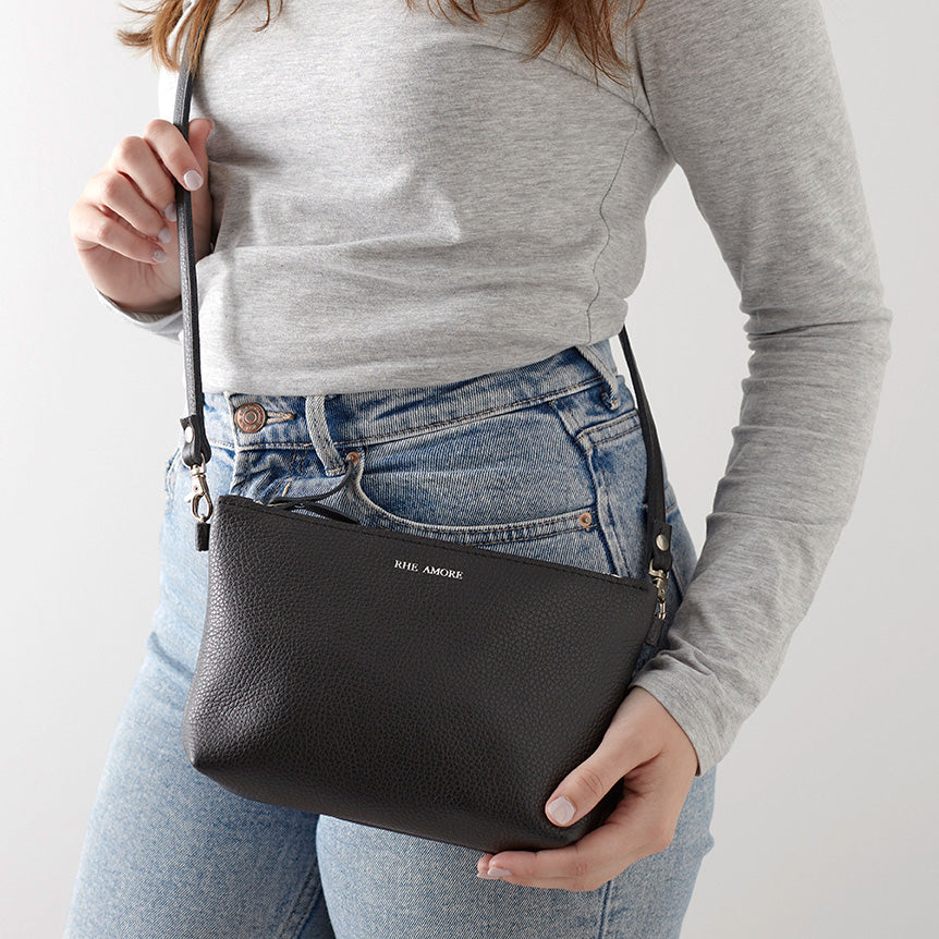 Black Leather Crossbody Bag