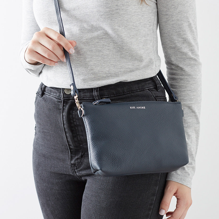 Navy Leather Crossbody Bag