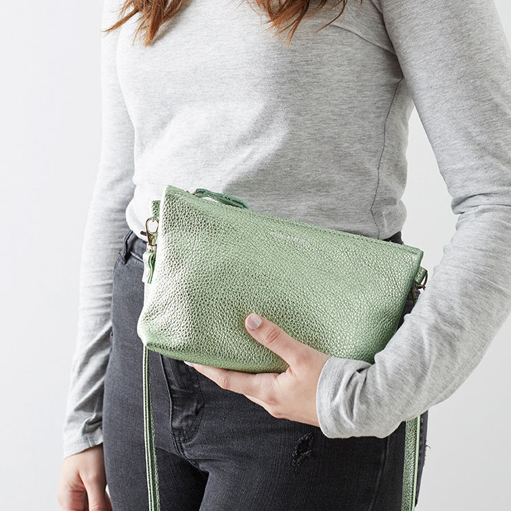 Seagrass Green Leather Crossbody Bag