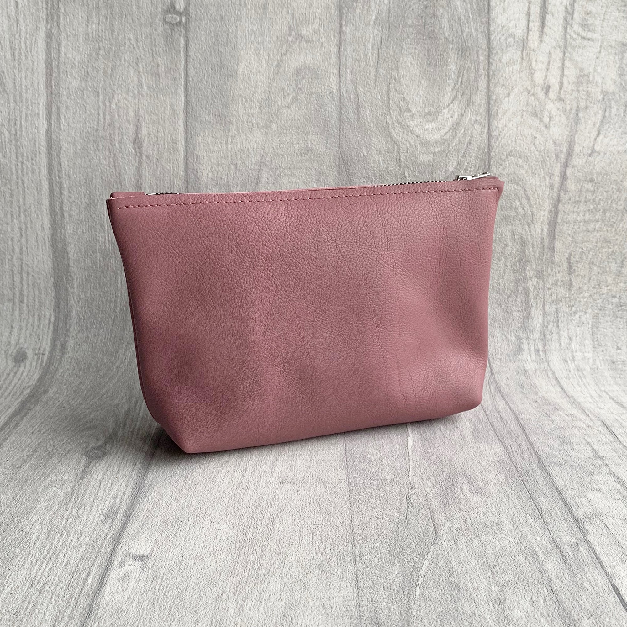 pink leather zipped pouch